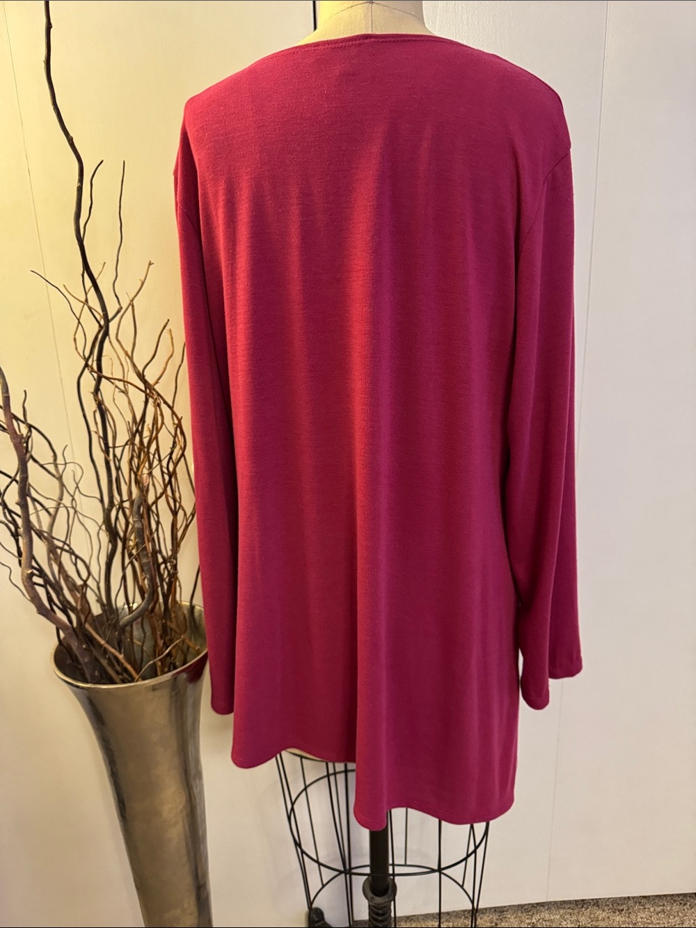 Slinky Brand Scoop Neck Long Sleeve Top - Magenta - Picture 4 of 6